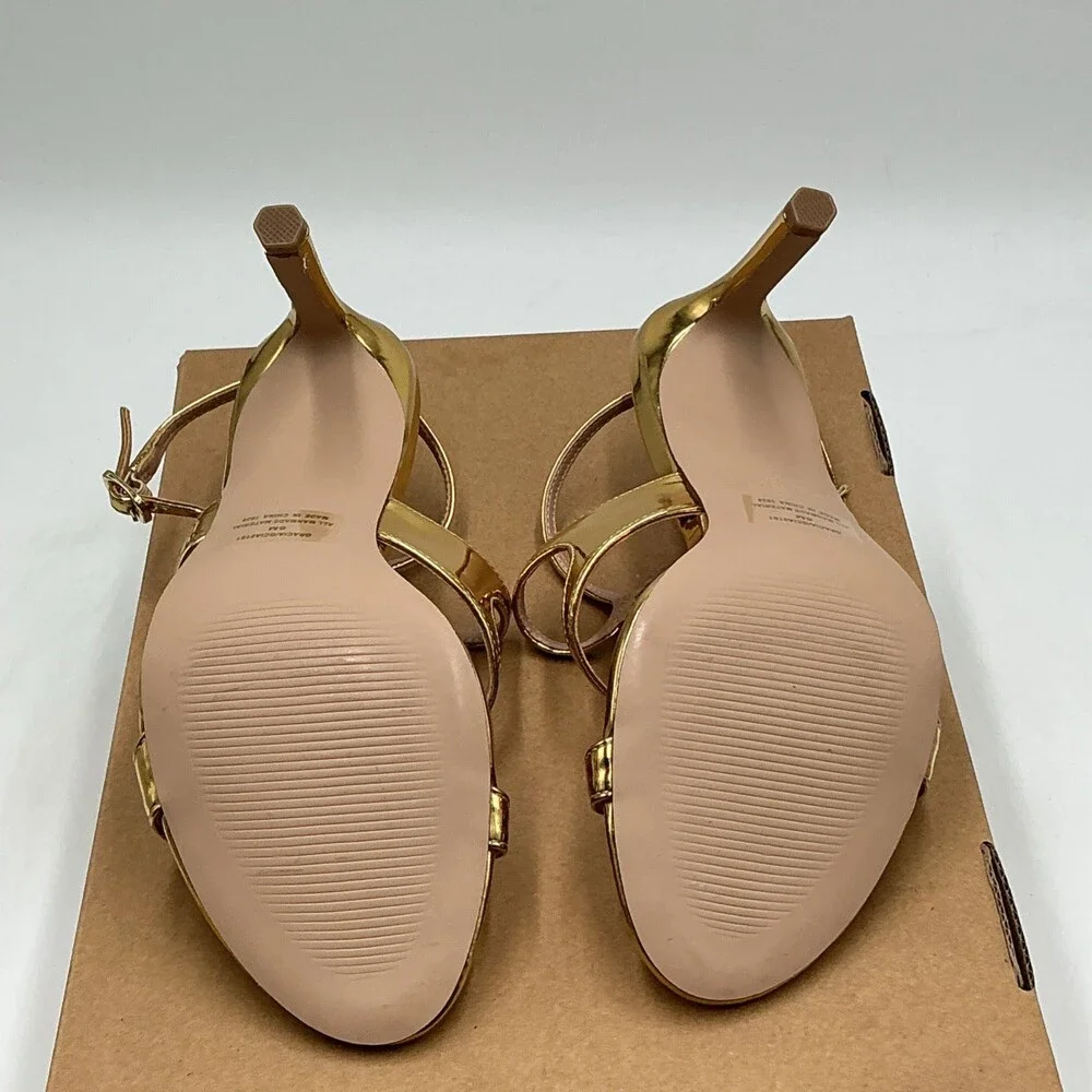 Steve Madden Gracia Sandals Women's US 6 Gold Stiletto Heel Strappy Eby4480